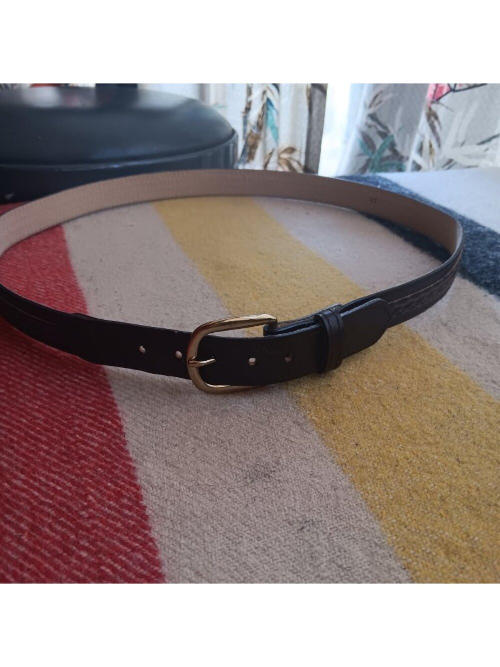 Vintage Womens sz 16 Vegan Belt 1970's 35W 36W Vinyl Strap Brown Textured